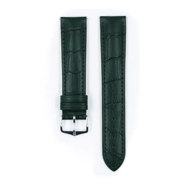 HIRSCH Duke - Leder-Uhrenarmband mit Alligatorprägung - Dunkelgrün – Bild 2