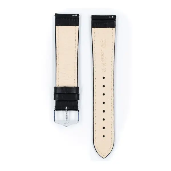 HIRSCH Duke - Leder-Uhrenarmband mit Alligatorprägung - Schwarz – Bild 3