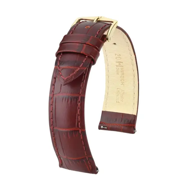 HIRSCH Duke - Leder-Uhrenarmband mit Alligatorprägung - Weinrot