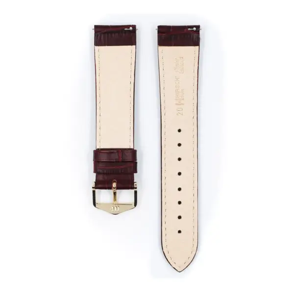 HIRSCH Duke - Leder-Uhrenarmband mit Alligatorprägung - Weinrot – Bild 3