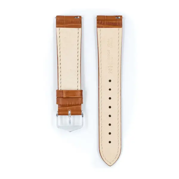 HIRSCH Duke - Leder-Uhrenarmband mit Alligatorprägung - Honig – Bild 3