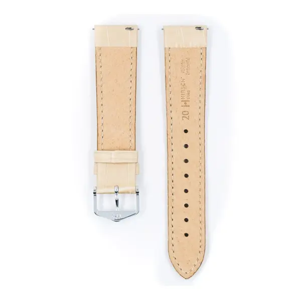 HIRSCH Duke - Leder-Uhrenarmband mit Alligatorprägung - Beige – Bild 3