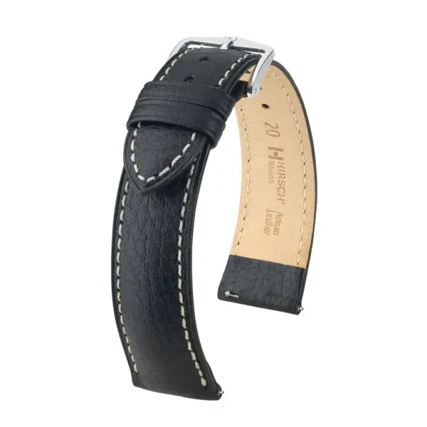 HIRSCH Boston - Leder-Uhrenarmband - Schwarz
