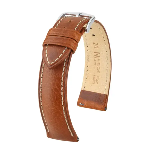 HIRSCH Boston - Leder-Uhrenarmband - Goldbraun