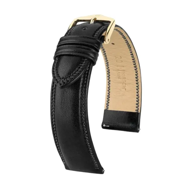 HIRSCH Ascot - Leder-Uhrenarmband - Schwarz