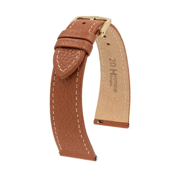 HIRSCH Bologna - Leder-Uhrenarmband - Goldbraun