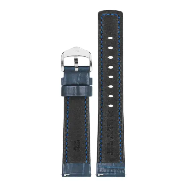 HIRSCH Grand Duke - Leder-Uhrenarmband mit Alligatorprägung - Blau – Bild 3