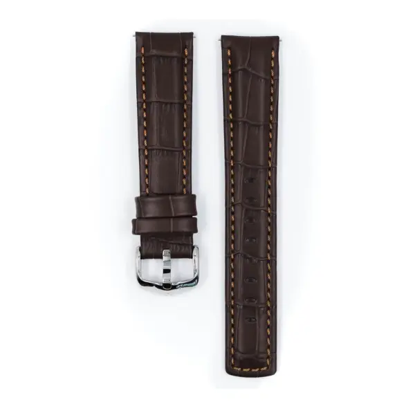 HIRSCH Grand Duke - Leder-Uhrenarmband mit Alligatorprägung - Braun – Bild 2
