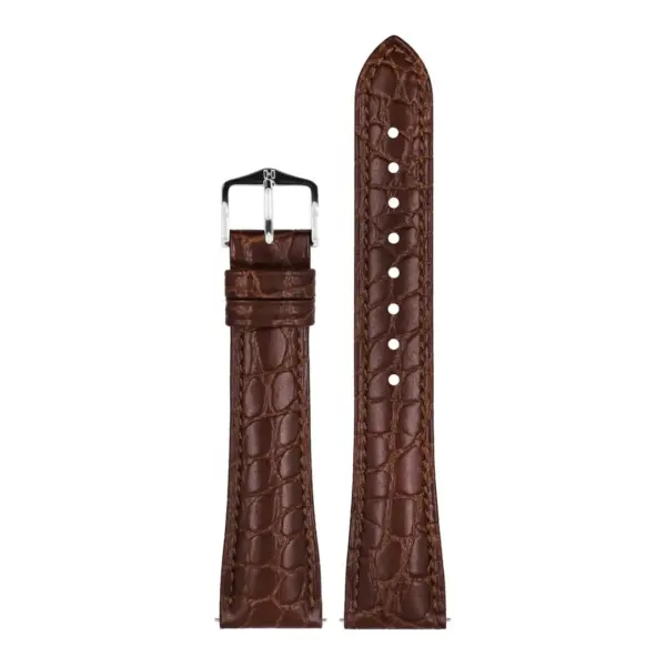 HIRSCH Aristocrat - Leder-Uhrenarmband mit Krokodilprägung - Braun – Bild 2