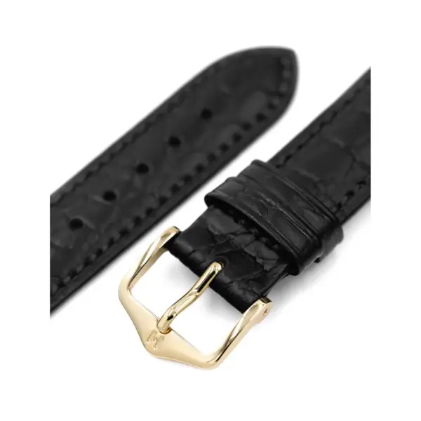 HIRSCH Aristocrat - Leder-Uhrenarmband mit Krokodilprägung - Schwarz – Bild 4