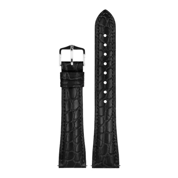 HIRSCH Aristocrat - Leder-Uhrenarmband mit Krokodilprägung - Schwarz – Bild 2