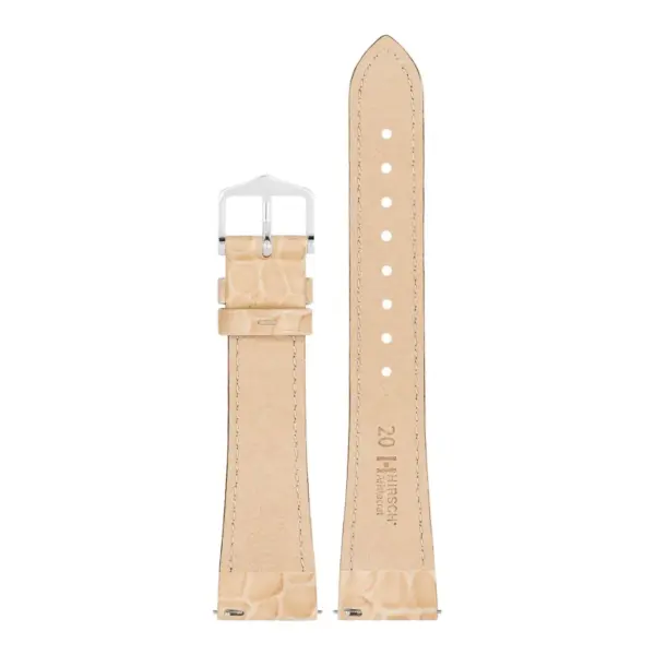 HIRSCH Aristocrat - Leder-Uhrenarmband mit Krokodilprägung - Beige – Bild 3