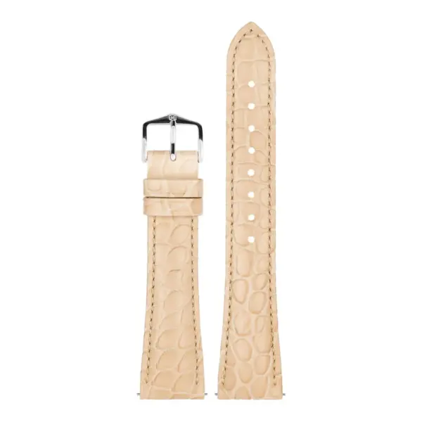 HIRSCH Aristocrat - Leder-Uhrenarmband mit Krokodilprägung - Beige – Bild 2