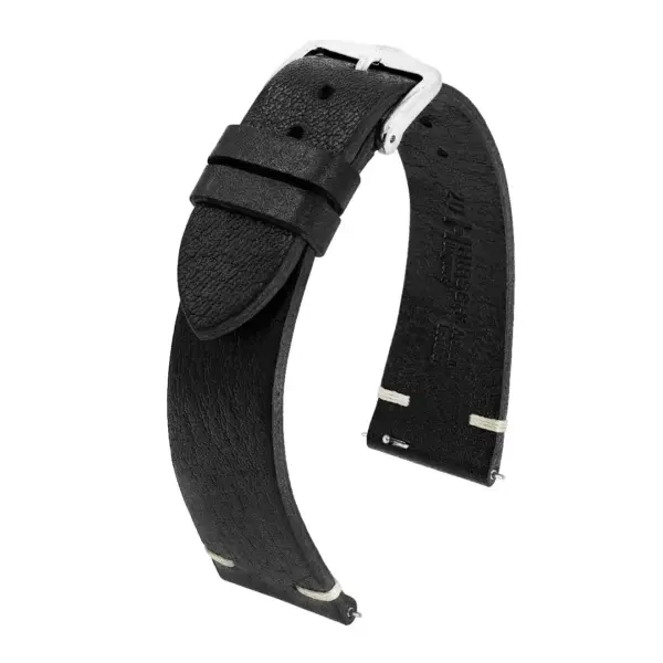 HIRSCH Bagnore - Leder-Uhrenarmband - Schwarz