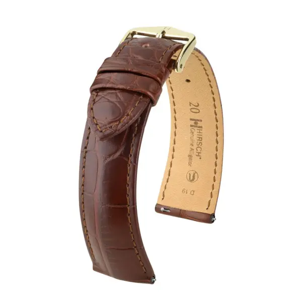 HIRSCH Genuine Alligator - Alligatorleder-Uhrenarmband - Braun