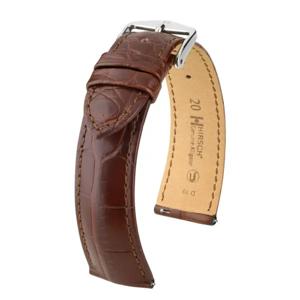 HIRSCH Genuine Alligator - Alligatorleder-Uhrenarmband - Braun – Bild 4