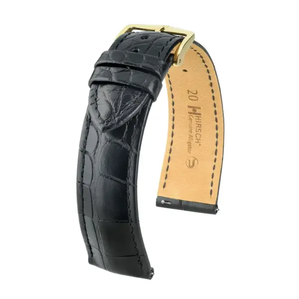 HIRSCH Genuine Alligator - Alligatorleder-Uhrenarmband - Schwarz