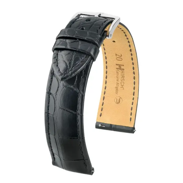HIRSCH Genuine Alligator - Alligatorleder-Uhrenarmband - Schwarz – Bild 4