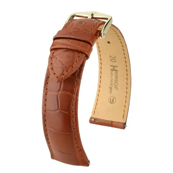 HIRSCH Genuine Alligator - Alligatorleder-Uhrenarmband - Goldbraun – Bild 4