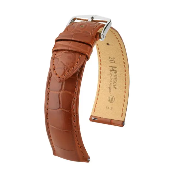 HIRSCH Genuine Alligator - Alligatorleder-Uhrenarmband - Goldbraun