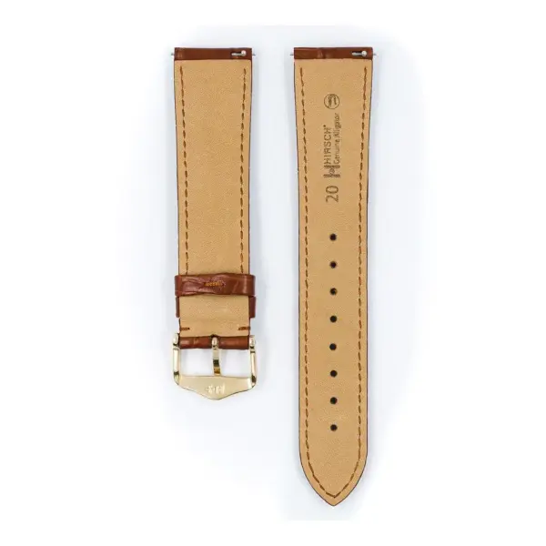 HIRSCH Genuine Alligator - Alligatorleder-Uhrenarmband - Goldbraun – Bild 3