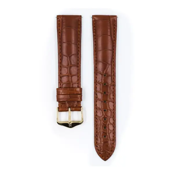 HIRSCH Genuine Alligator - Alligatorleder-Uhrenarmband - Goldbraun – Bild 2