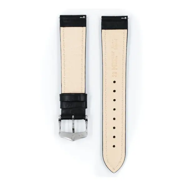 HIRSCH Modena - Leder-Uhrenarmband mit Alligatorprägung - Schwarz – Bild 3