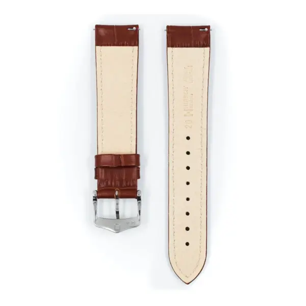 HIRSCH Modena - Leder-Uhrenarmband mit Alligatorprägung - Goldbraun – Bild 3
