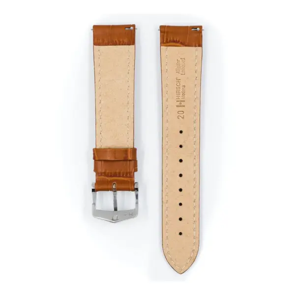 HIRSCH Modena - Leder-Uhrenarmband mit Alligatorprägung - Honig – Bild 3
