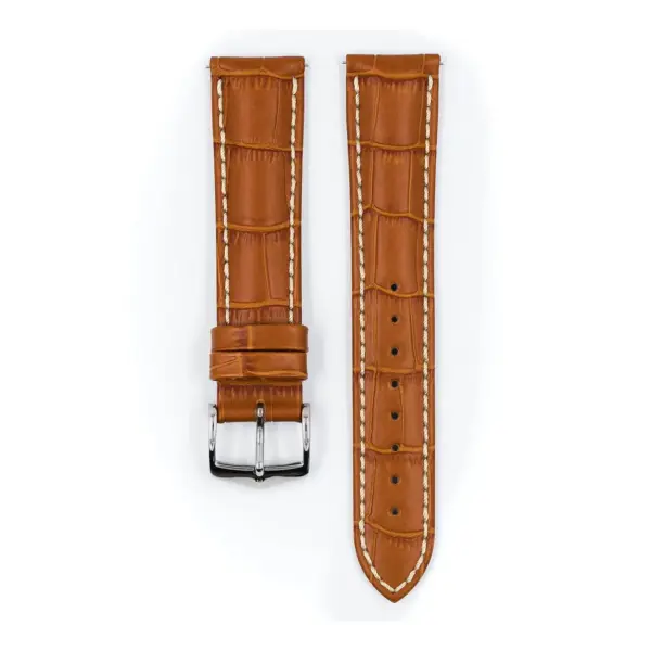 HIRSCH Modena - Leder-Uhrenarmband mit Alligatorprägung - Honig – Bild 2