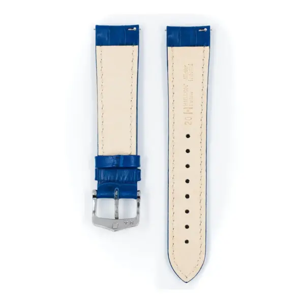 HIRSCH Modena - Leder-Uhrenarmband mit Alligatorprägung - Royalblau – Bild 3