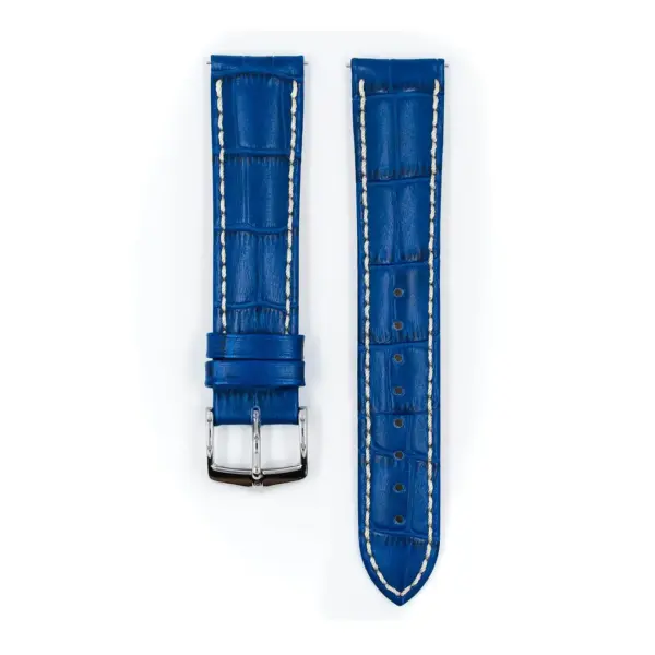 HIRSCH Modena - Leder-Uhrenarmband mit Alligatorprägung - Royalblau – Bild 2