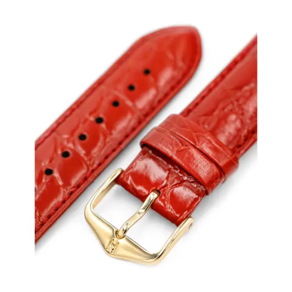 HIRSCH Crocograin - Leder-Uhrenarmband mit Krokodilprägung - Rot – Bild 4