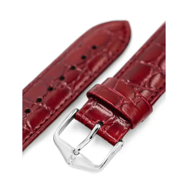 HIRSCH Crocograin - Leder-Uhrenarmband mit Krokodilprägung - Weinrot – Bild 4