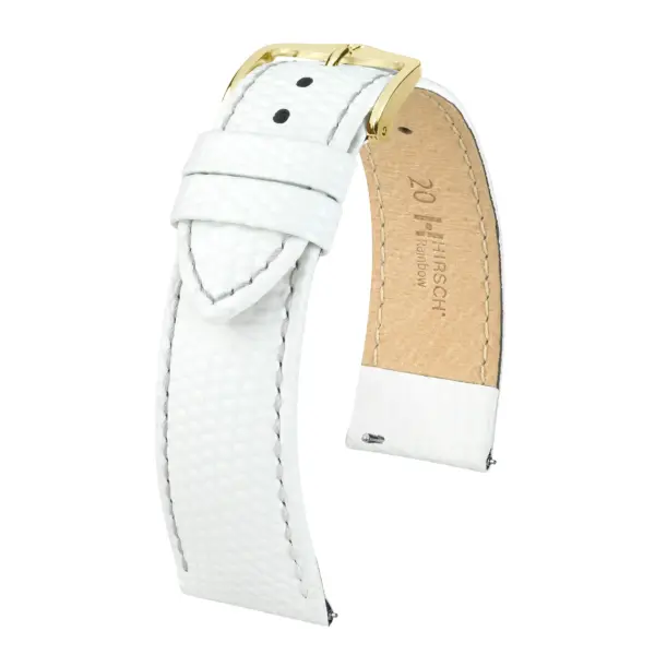 HIRSCH Rainbow - Leder-Uhrenarmband mit Eidechsenprägung - Weiß – Bild 4