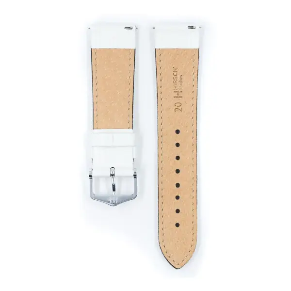 HIRSCH Rainbow - Leder-Uhrenarmband mit Eidechsenprägung - Weiß – Bild 3