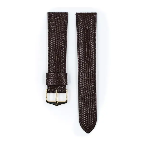 HIRSCH Rainbow - Leder-Uhrenarmband mit Eidechsenprägung - Braun – Bild 3