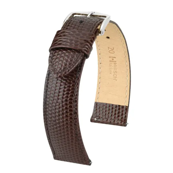 HIRSCH Rainbow - Leder-Uhrenarmband mit Eidechsenprägung - Braun – Bild 4