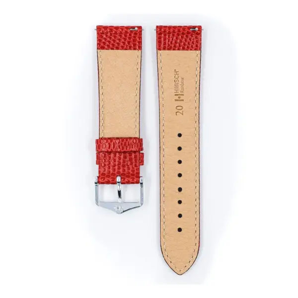 HIRSCH Rainbow - Leder-Uhrenarmband mit Eidechsenprägung - Rot – Bild 3