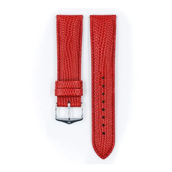 HIRSCH Rainbow - Leder-Uhrenarmband mit Eidechsenprägung - Rot – Bild 2