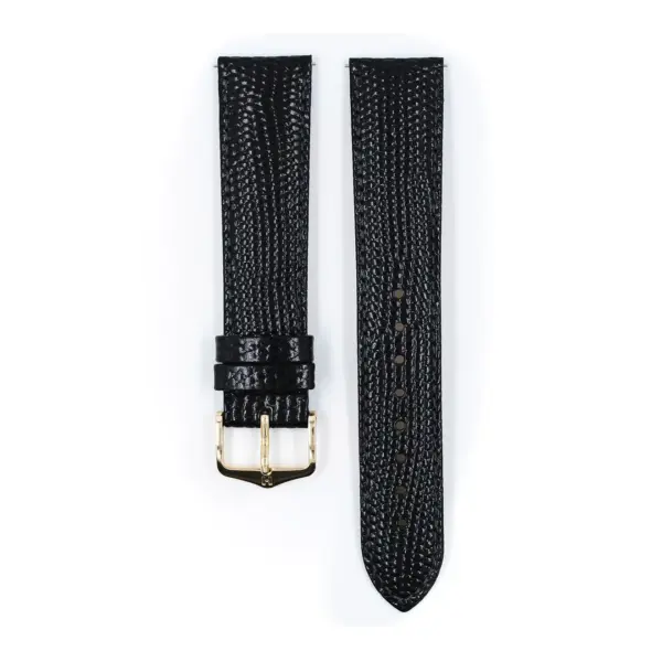 HIRSCH Rainbow - Leder-Uhrenarmband mit Eidechsenprägung - Schwarz – Bild 2