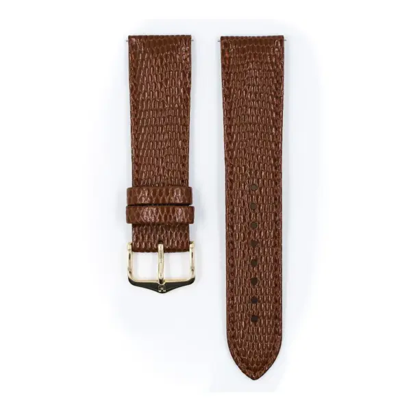 HIRSCH Rainbow - Leder-Uhrenarmband mit Eidechsenprägung - Goldbraun – Bild 2