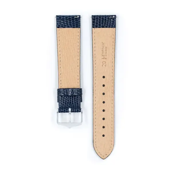 HIRSCH Rainbow - Leder-Uhrenarmband mit Eidechsenprägung - Blau – Bild 3