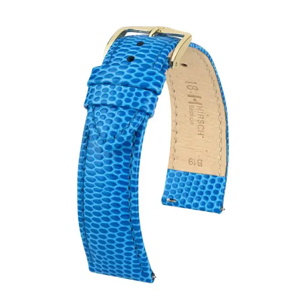 HIRSCH Rainbow - Leder-Uhrenarmband mit Eidechsenprägung - Royalblau