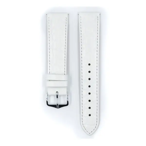HIRSCH Crocograin - Leder-Uhrenarmband mit Krokodilprägung - Weiß – Bild 2