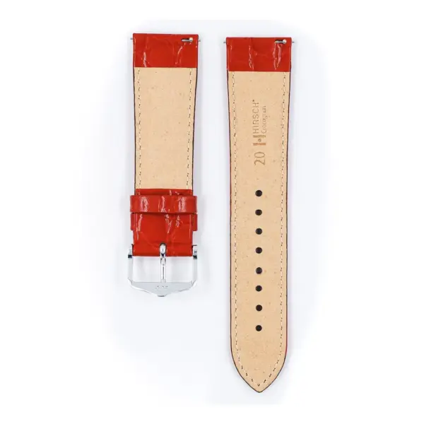 HIRSCH Crocograin - Leder-Uhrenarmband mit Krokodilprägung - Rot – Bild 3