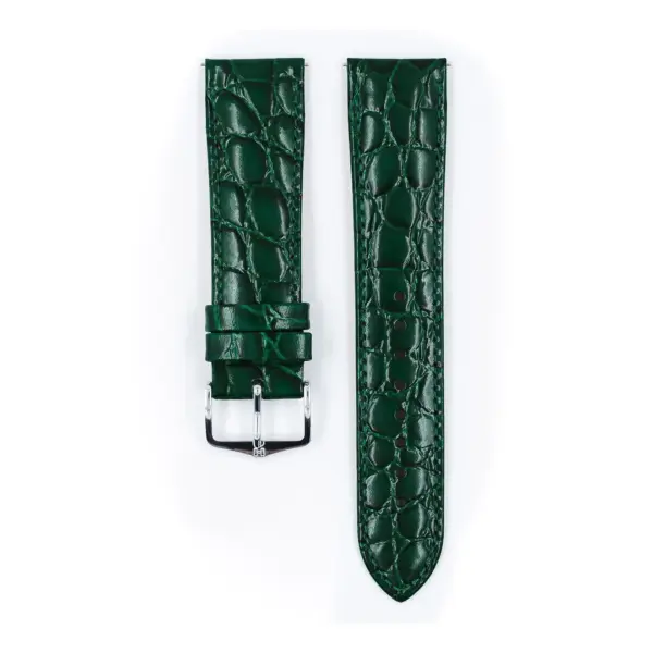 HIRSCH Crocograin - Leder-Uhrenarmband mit Krokodilprägung - Grün – Bild 2