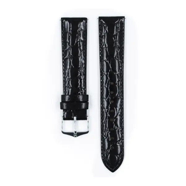 HIRSCH Crocograin - Leder-Uhrenarmband mit Krokodilprägung - Schwarz – Bild 2