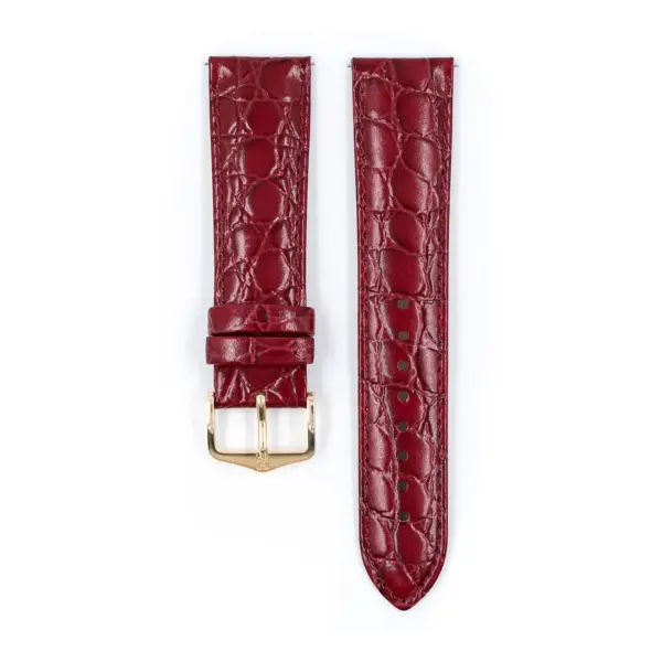 HIRSCH Crocograin - Leder-Uhrenarmband mit Krokodilprägung - Weinrot – Bild 2