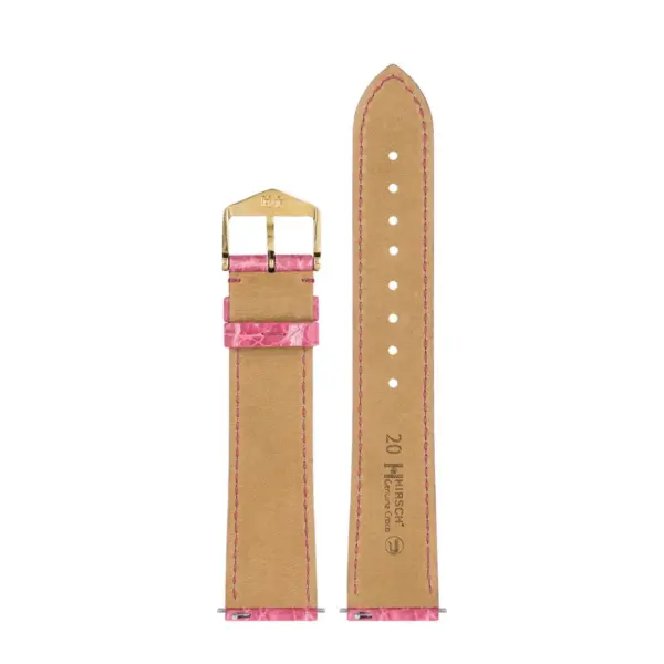 HIRSCH Genuine Croco - Krokodilleder-Uhrenarmband - Rosa – Bild 3